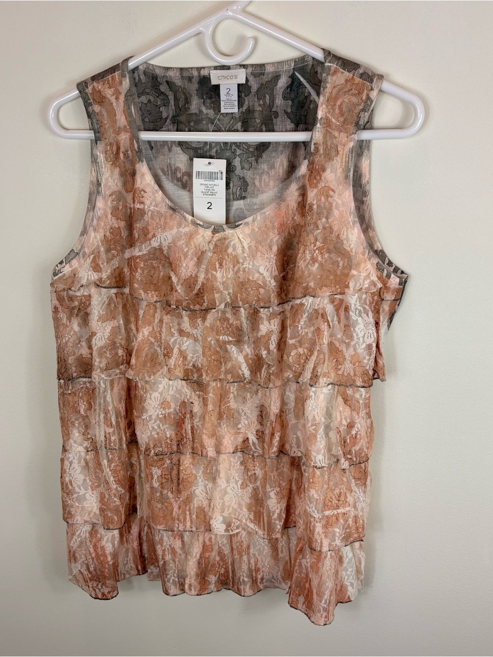 CHICO’S Tier Lace Tank Sz L (Chico’s Sz 2)